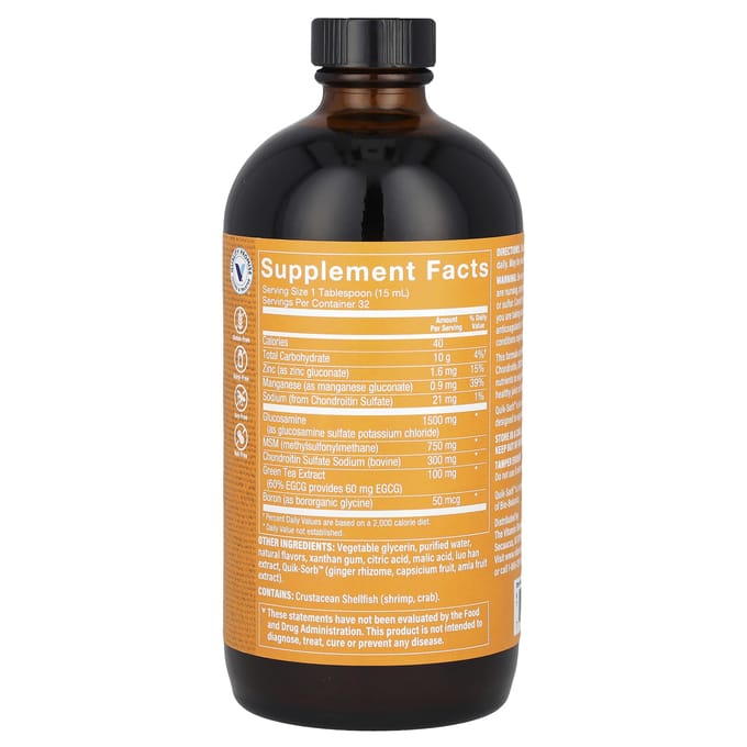 The Vitamin Shoppe, avec Glucosamine Chondroïtine MSM, Orange, 16 fl oz (473ml)