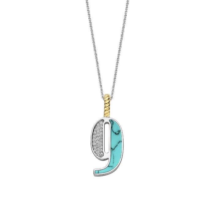 TI SENTO Dames Hanger - 925 zilver - Cijfer 9 - Turquoise - 6841TQ_9