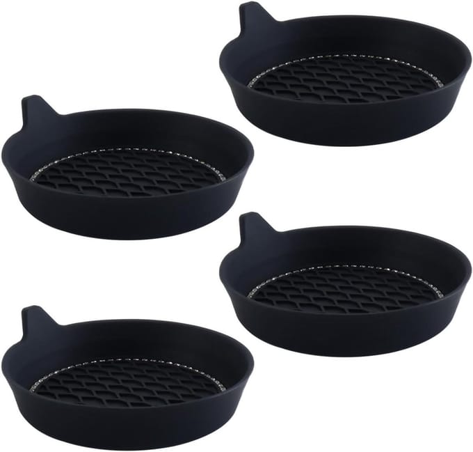 Set van 4 Siliconen Auto Bekerhouder Coasters met Strass, Universele Antislip Mat voor Auto Interieur, Zwart en Stijlvol Accessoire