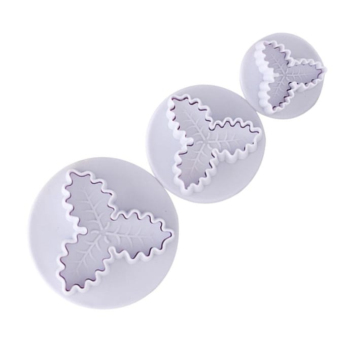 Emporte-pièce Poinsettia de Noël Feuilles de Houx Moule Fondant Coupeur Fête de Noël Gâteau Cupcake white