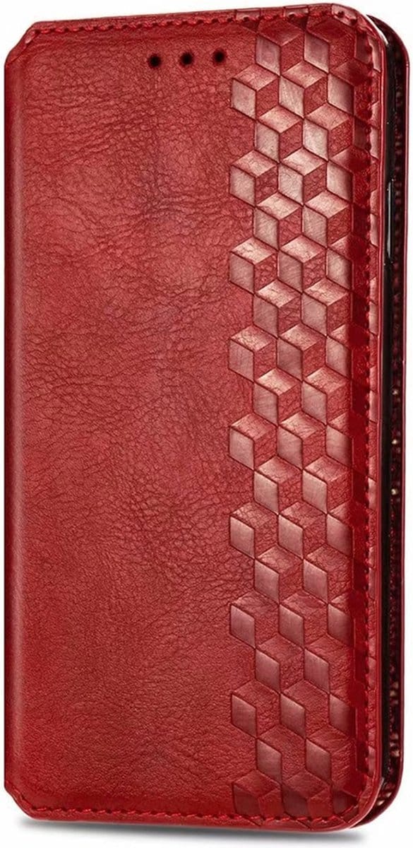 Hoesje geschikt voor iPhone 16 - Bookcase - Pasjeshouder - Portemonnee - Diamantpatroon - Kunstleer - Rood