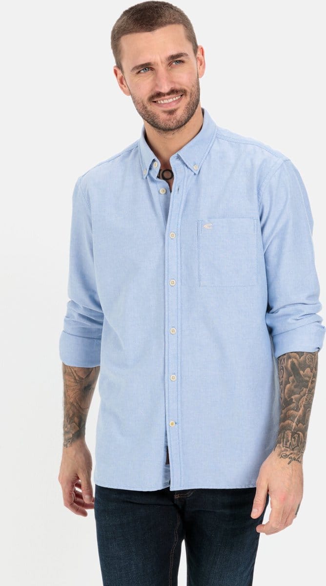 camel active Oxford overhemd van gecertificeerd organic cotton - Maat - Lichtblauwmenswear-M