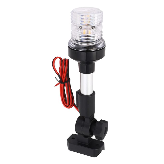 Ankerlicht IP67 Waterdicht Wit Licht LED 3NM Zichtbaarheid Rondom Opklapbaar Boot Heklicht 9in black