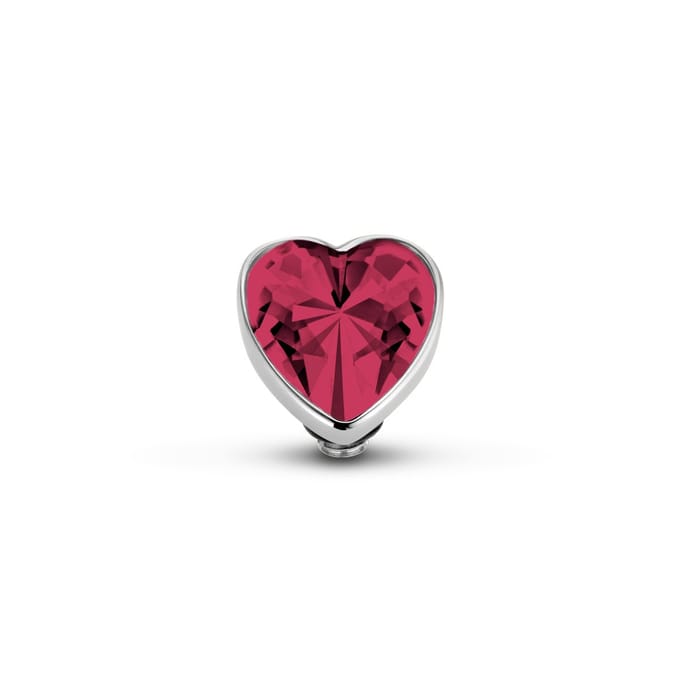 Melano Twisted Heart Steentje Fuchsia Zilver