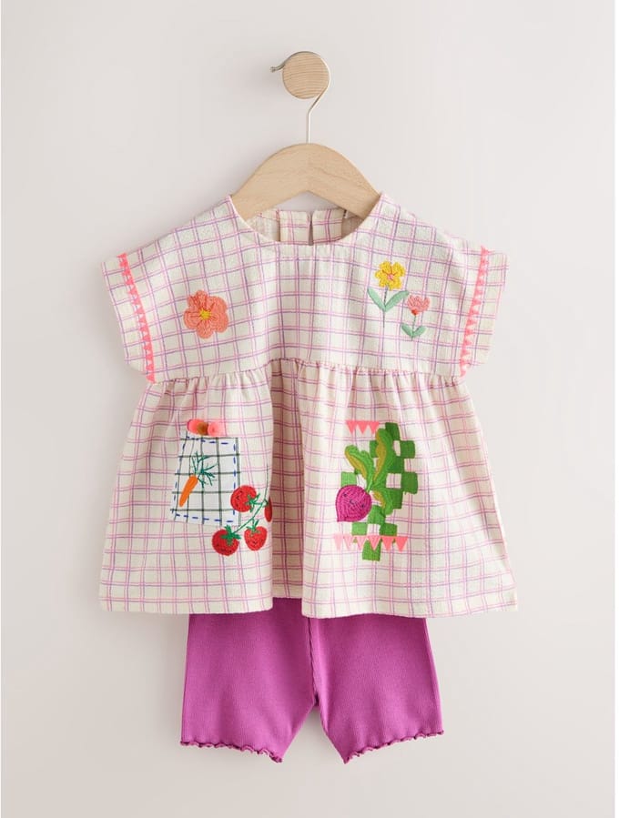 Next - Meisjes - Peplumhemdje en fietsshort - Paars