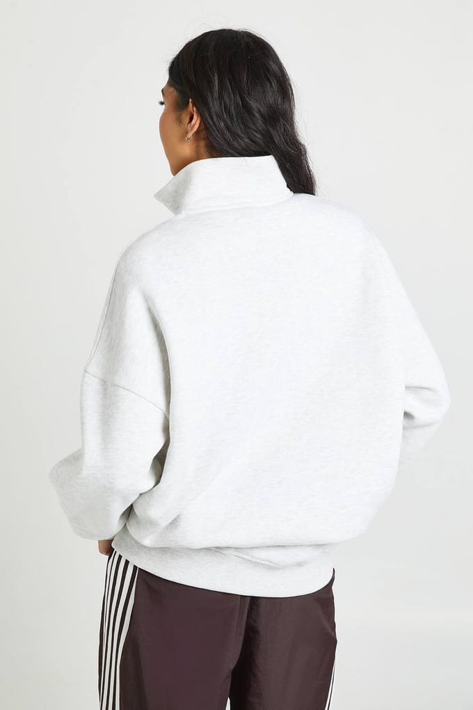 boohoo Dames Lange Oversized Halve Rits Sweatshirt | Grijze Mergel | Maat: 42