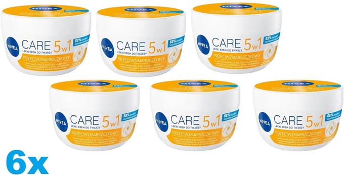 NIVEA Care 5in1 Anti-Rimpel Gezichtscrème – 6 x 100 ml – Hydraterende Dagcrème