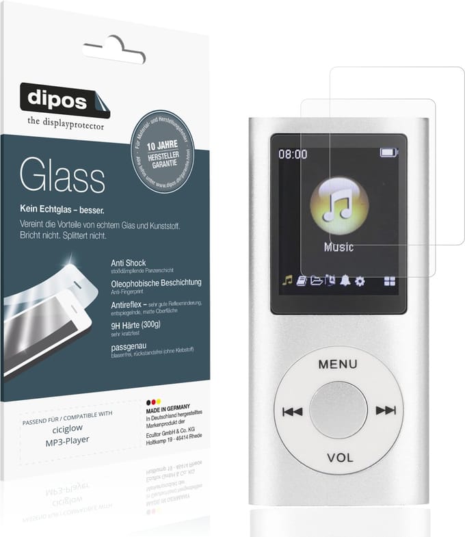 dipos – 2x Matte Pantserfolie geschikt voor ciciglow MP3-Player | 9H Screenprotector