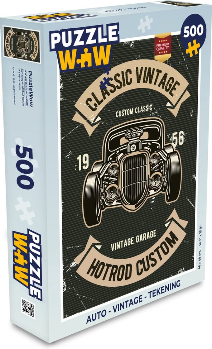 Puzzel Auto - Vintage - Tekening - Legpuzzel - Puzzel 500 stukjes