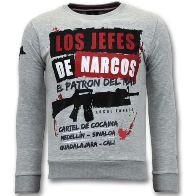 Exclusieve Sweater Heren - Los Jefes De Narcos - Grijs