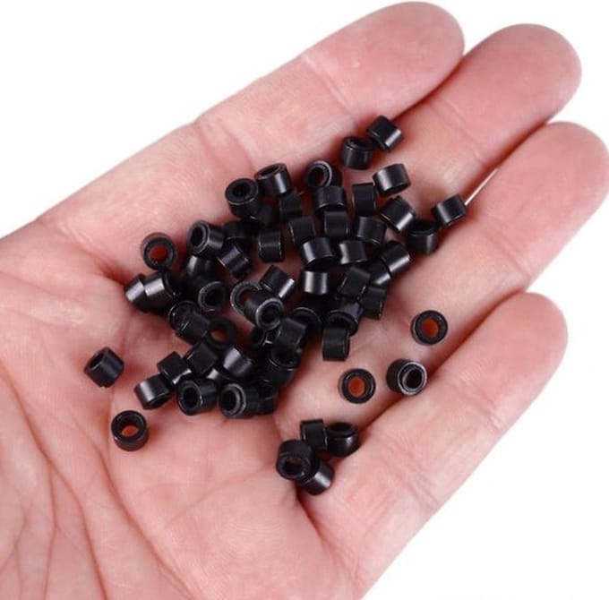 Akyol - Microringen met siliconen zwart - 100 stuks -microringen extensions -extensionsringen - micro ringen -extensions ringen zwart-siliconen ring extensions