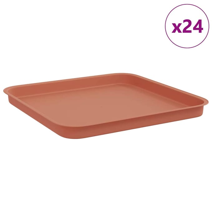 vidaXL Vierkante Bloemenschotel 24 st Baksteenrood 32 x 32 x 2,5 cm