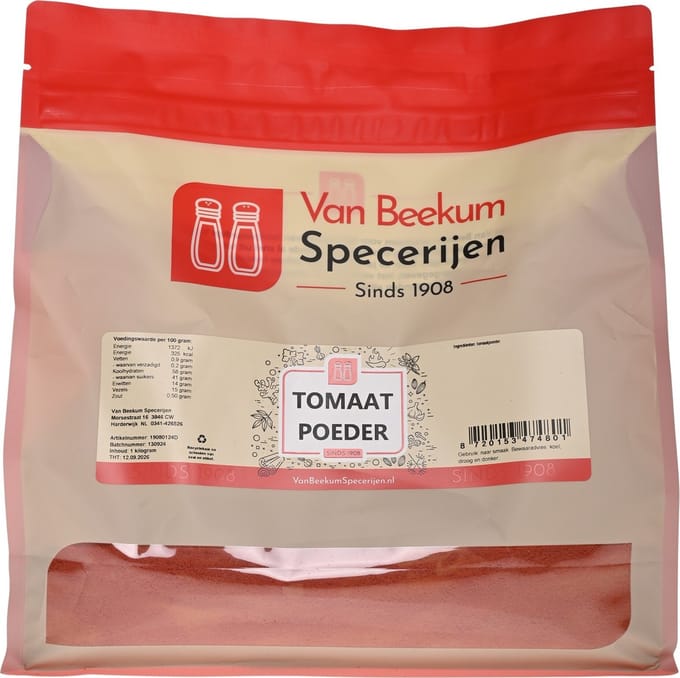 Van Beekum Specerijen - Tomaat Poeder - 1 KG (hersluitbare stazak)