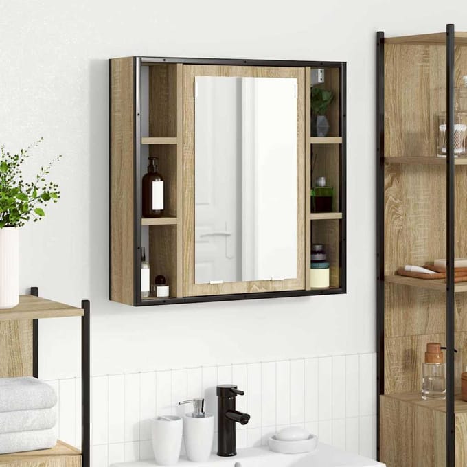 vidaXL - Spiegelkast - Sonoma - Eik - 60 - x - 16 - x - 60 - cm - Bewerkt - hout