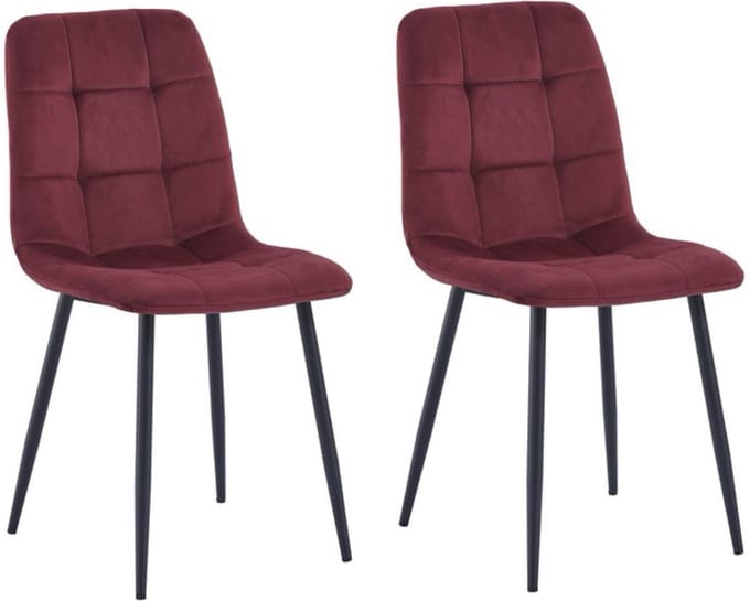 Colenis - Ela Eetkamerstoel - Set Van 2 - Bordeaux - Velvet - Design