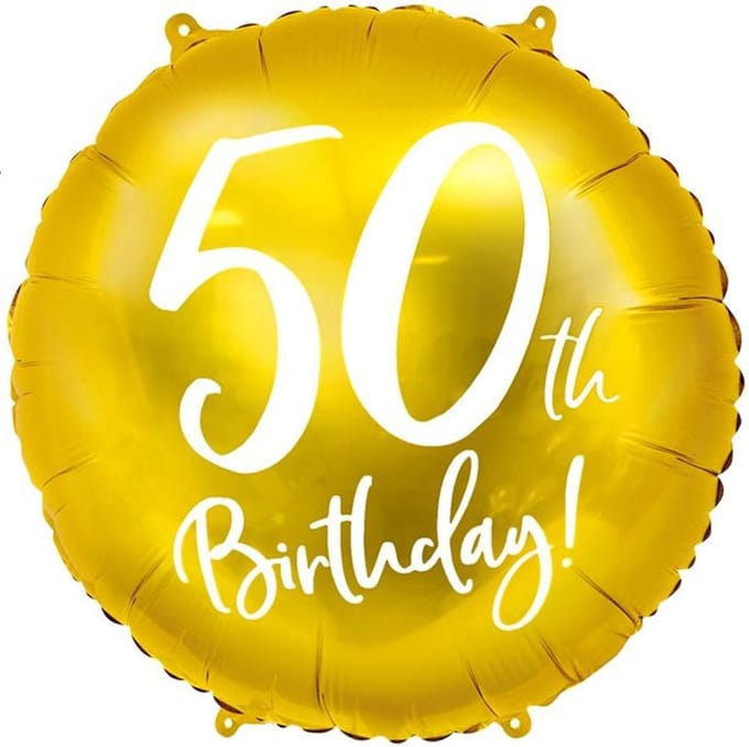Partydeco - Folieballon 50 Birthday Goud 45 cm