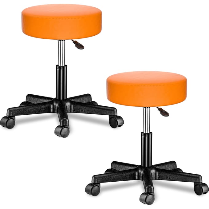 Casaria Verstelbare Draaikruk - 46/60cm Zithoogte – 2 Stuks Oranje