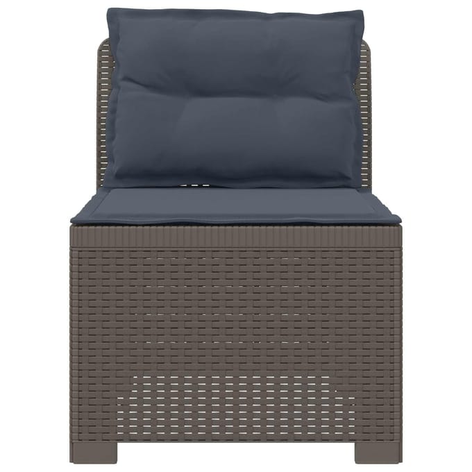 vidaXL - Eén-zits - Tuin - Sofa - met - Kussens - Rieten - Look - PP - Lichtgrijs