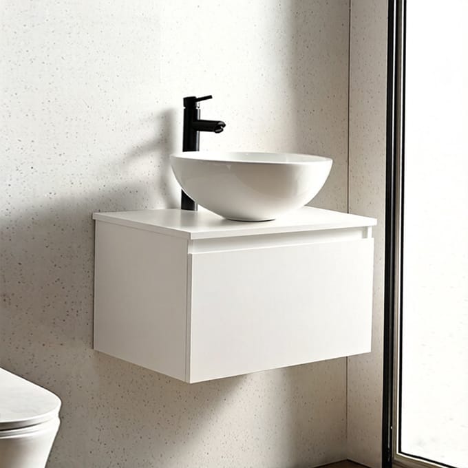 Vestland - Witte badkamermeubel met waskom - 60 cm - Complete badkamerset