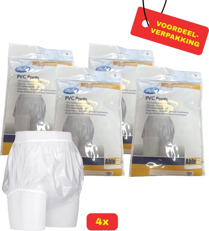 4x PVC Beschermbroekje Small - 81-86 cm - Voordeelverpakking!