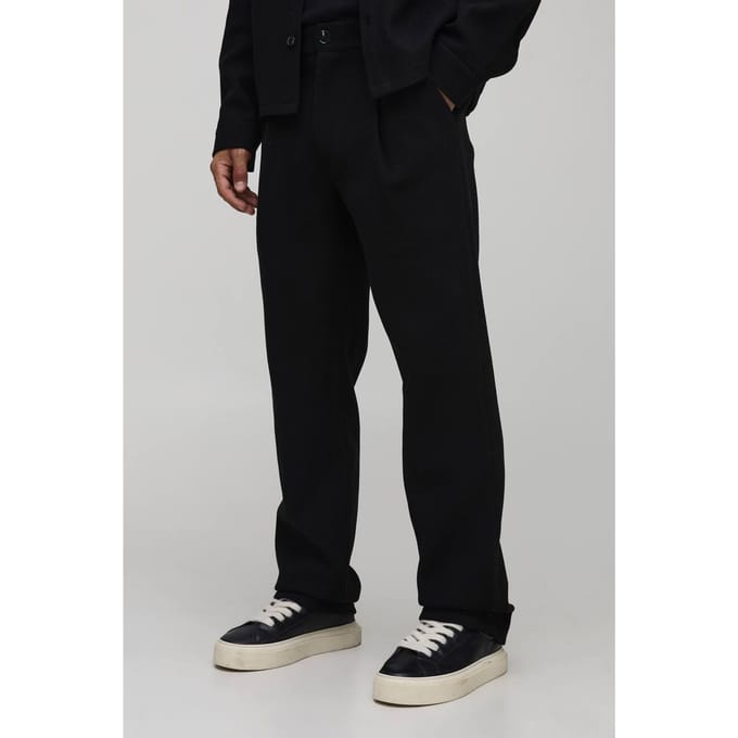 Straight Fit Brushed Trouser | Black | Size Medium