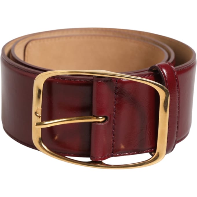 Dolce & Gabbana Bordeaux Leren Gouden Metaal Gesp Damesriem