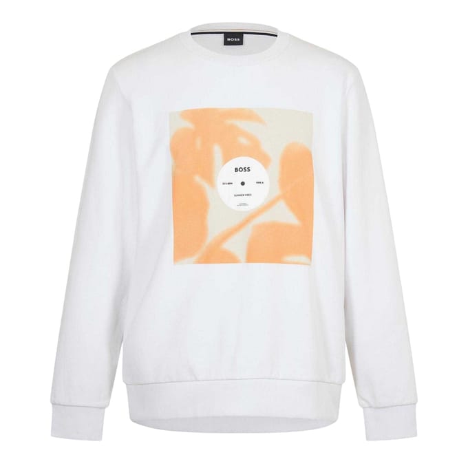 Boss Soleri 88 geribbeld sweatshirt met ronde hals voor heren (Wit)