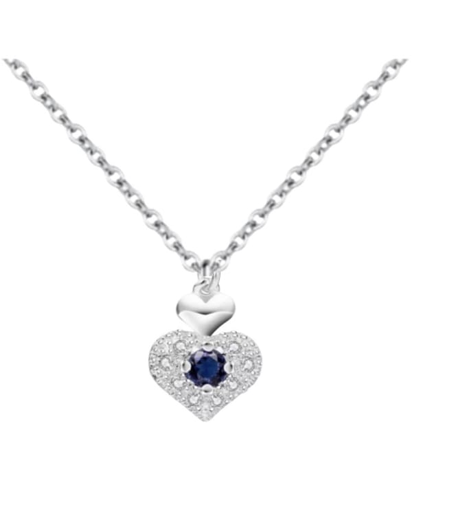 Ketting zilverplated saffier blauw 45 cm - Charme Bijoux