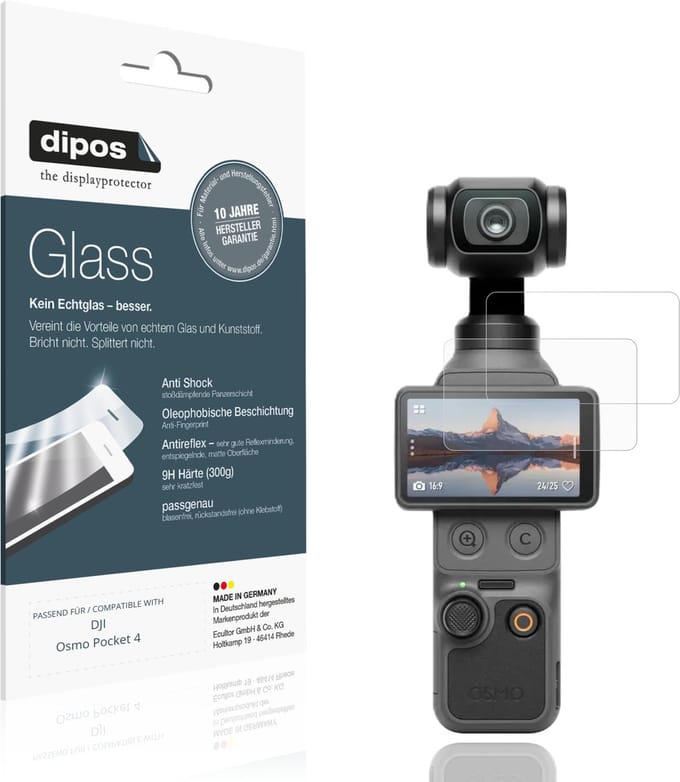dipos – 2x Matte Pantserfolie geschikt voor DJI Osmo Pocket 4 | 9H Screenprotector