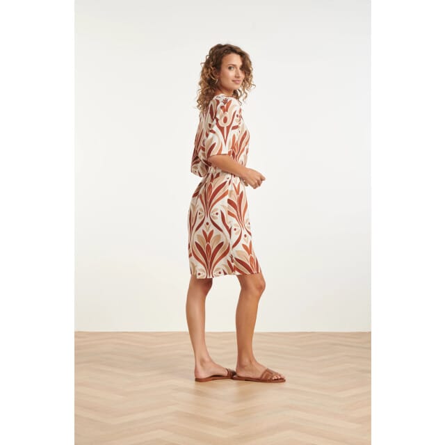 Smashed Lemon Tuniekjurk met flare-mouwen en retro print |