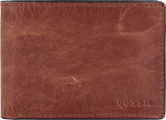 FOSSIL Portemonnee Derrick Flap Bifold Brown Bruine