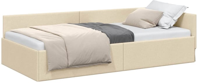 vidaXL - Hoek - Bed - Frame - Crème - 90 - x - 190 - cm - Stof