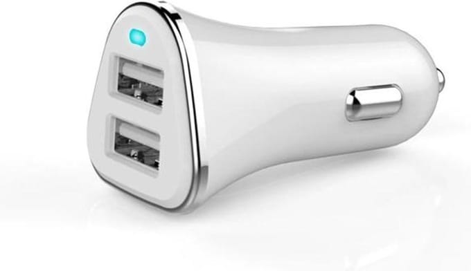 NÖRDIC CARC-N1004 Snelle Autolader 17W met 2xUSB A poorten, wit