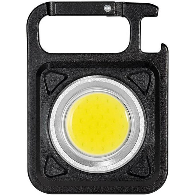 Mini porte-clés Portable, Source de lumière COB, lanterne de Camping, aimant puissant, crochet de verrouillage pliable noir