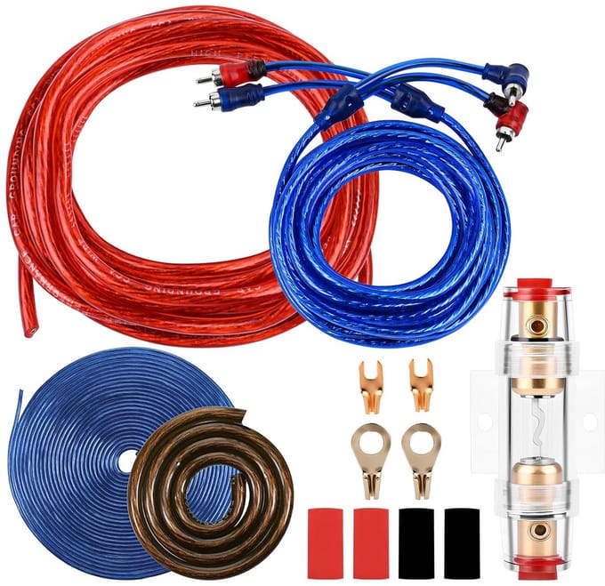 Complete Kabelaansluitset voor Auto Audio Versterker - 10 GA Subwoofer Stroomkabel Set (1500W)