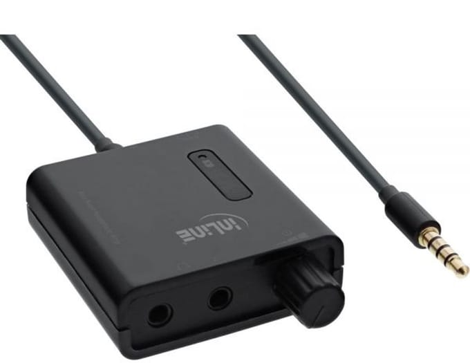 InLine Bass Boosting hoofdtelefoon splitter met versterker - 0,30 meter