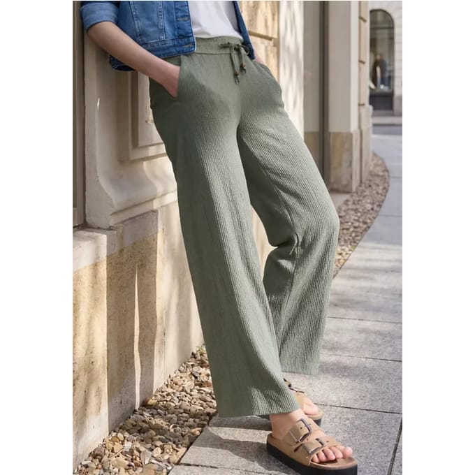 Wide Legs broek in crinkle crashstructuur