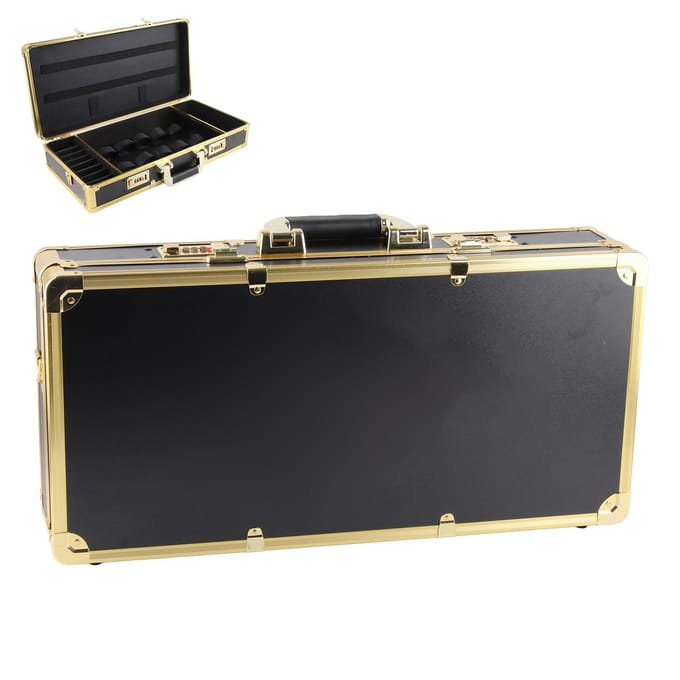 Draagbare Kappersgereedschap Opbergdoos Kam Haarknipper Schaar Organizer Wachtwoord Case black