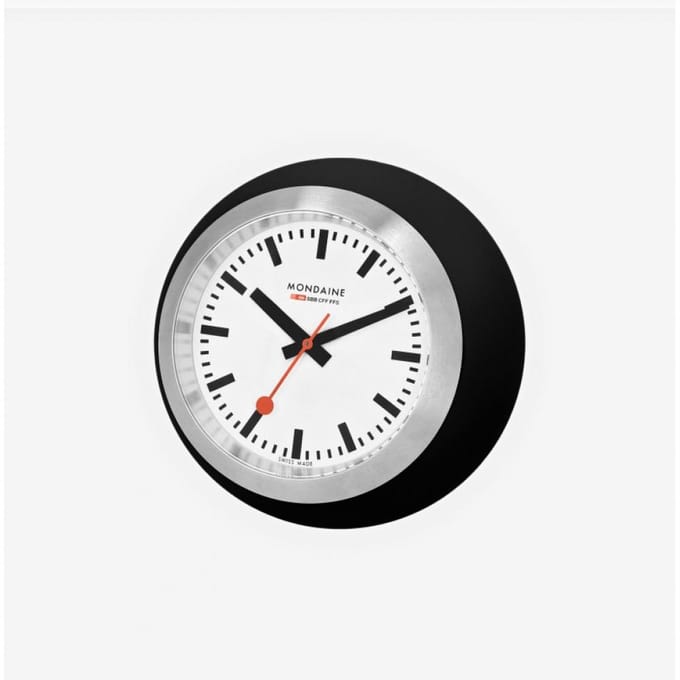 Mondaine Globe clock M660.30335.16SBO - Siliconen - Zwart - 60mm