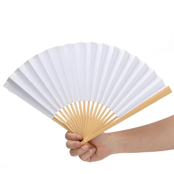 Witte DIY Papier Hout Vouwventilator Kalligrafie Schilderen Tekenen Ventilatoren Decor Cadeau white