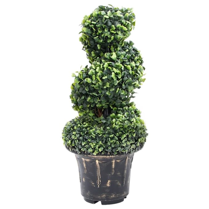 vidaXL - Kunstplant - met - pot - buxus - spiraal - 59 - cm - groen