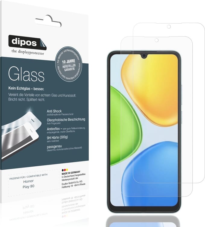 dipos – 2x Matte Pantserfolie geschikt voor Honor Play 80 | 9H Screenprotector