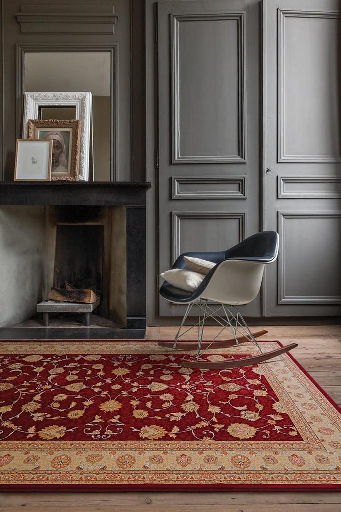 OSTA Nobility – Vloerkleed – Tapijt –  geweven – wol – decolan – duurzaam - modern - klassiek - Rood/Beige – 135x200