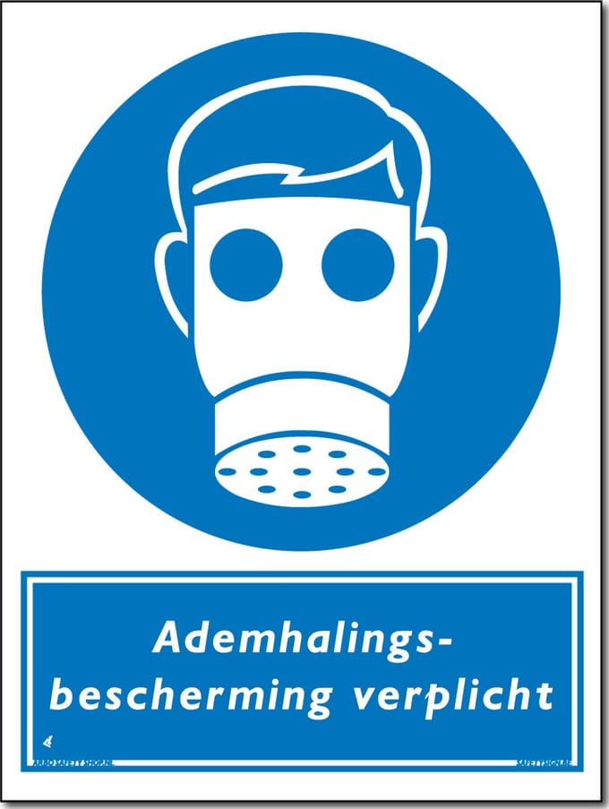 Ademhalingsbescherming verplicht bord - Aluminium - 30 x 40 cm
