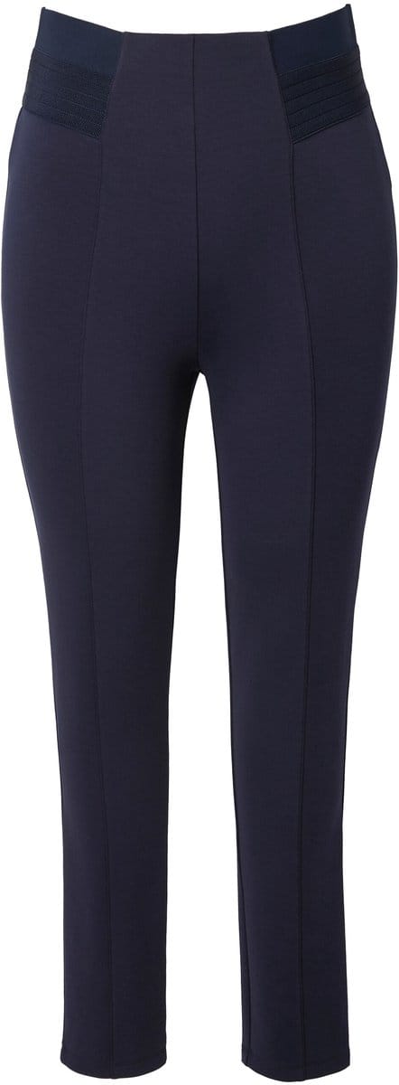 Ulla Popken - Dames - Punto-legging biesjes smalle pijpen elastische tailleband - Marine - Maat 58+