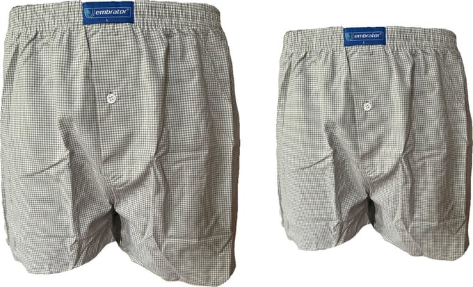 Embrator 2-stuks mannen Boxershorts geweven katoen olijfgroen/wit L