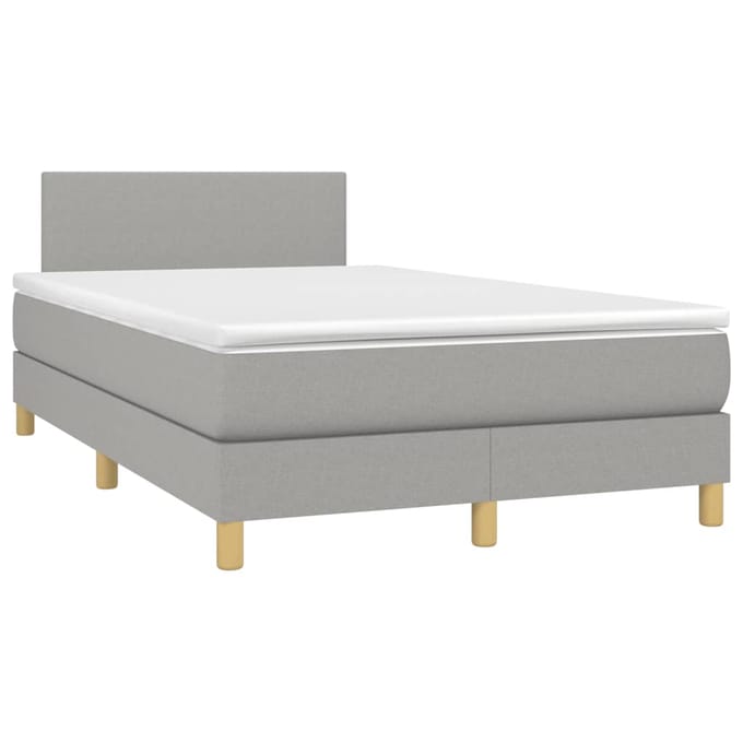 vidaXL - Boxspring - met - matras - en - LED - stof - lichtgrijs - 120x200 - cm