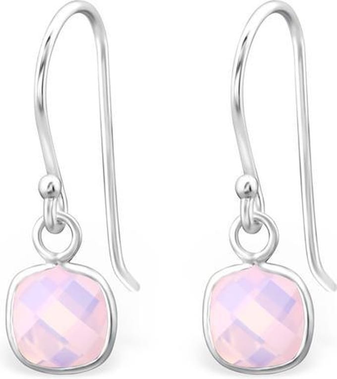 Montebello Oorbellen Didah Pink - 925 Zilver E-Coating - Opaal - 6x20mm