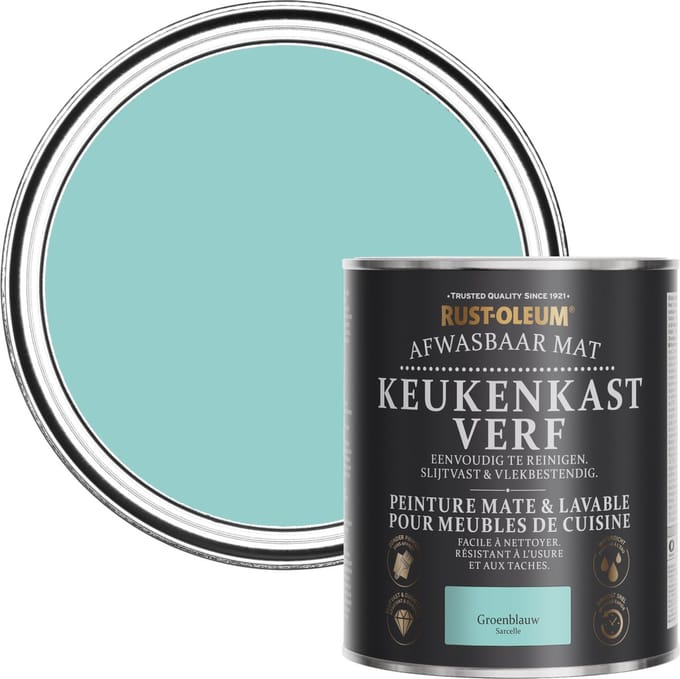 Rust-Oleum Blauw Afwasbaar Mat Keukenkastverf - Groenblauw 750ml