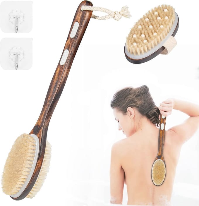 Lange Handgreep Badborstel voor Douche en Peeling